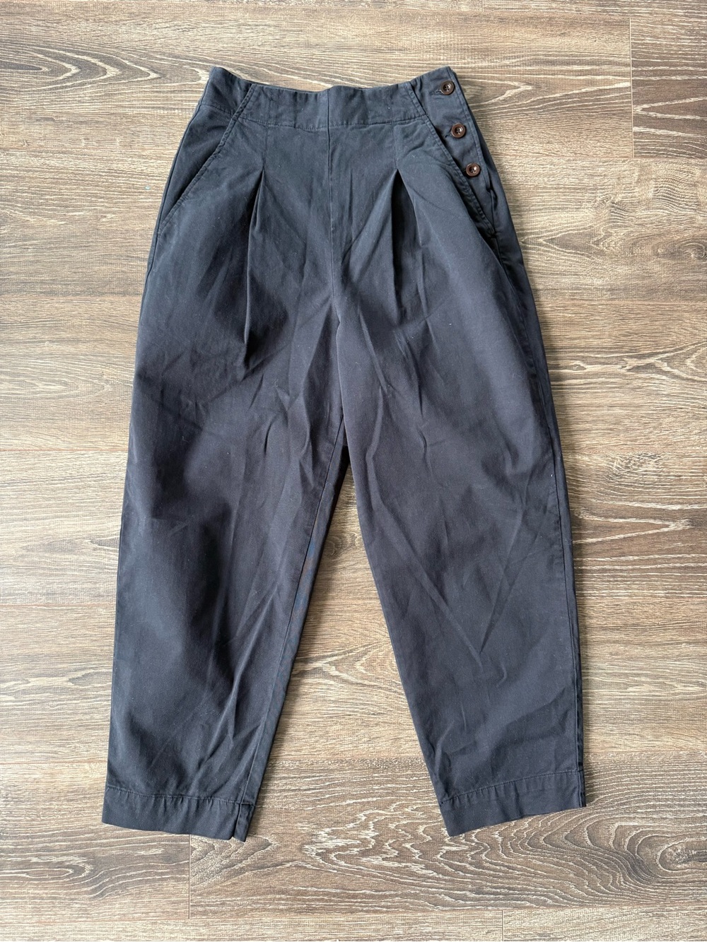 TOAST Annie Organic Denim Side Button Trousers Black Size 6